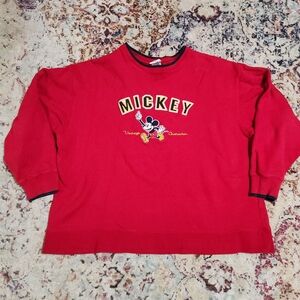 Vintage 90s Walt Disney World Embroiderd Mickey Sweatshirt Red Size XXXL